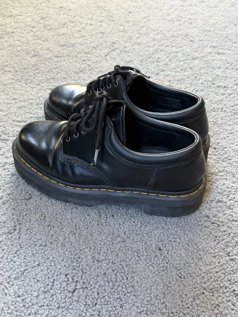 Dr. Martens 8053 Quad/Bex Platform Leather Shoes Black Unisex Men 10 / Women 11
